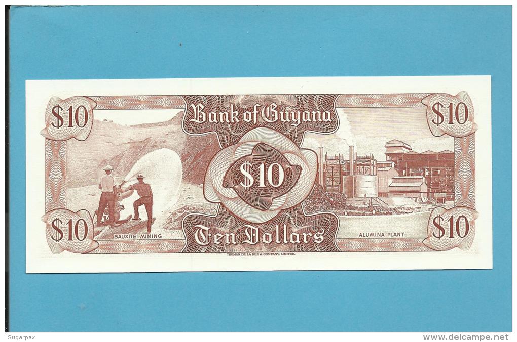 GUYANA - 10 DOLLARS - ND ( 1989 ) Sign. 7 - Pick 23.d - UNC. - 2 Scans - Guyana