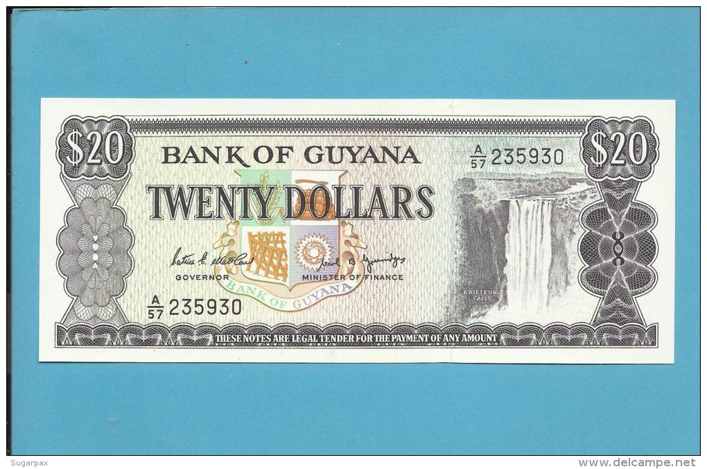 GUYANA - 20 DOLLARS - ND ( 1989 ) Sign. 7 - Pick 24.d - UNC. - 2 Scans - Guyana