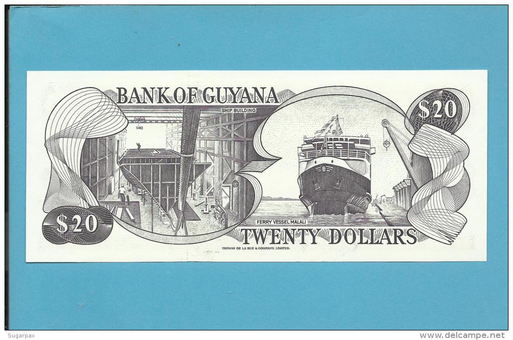 GUYANA - 20 DOLLARS - ND ( 1989 ) Sign. 7 - Pick 24.d - UNC. - 2 Scans - Guyana