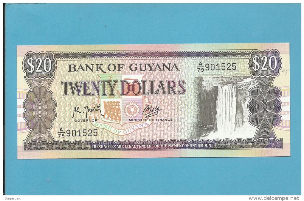 GUYANA - 20 DOLLARS - ND ( 1992 ) Sign. 9 - Pick 27 - UNC. - 2 Scans - Guyana