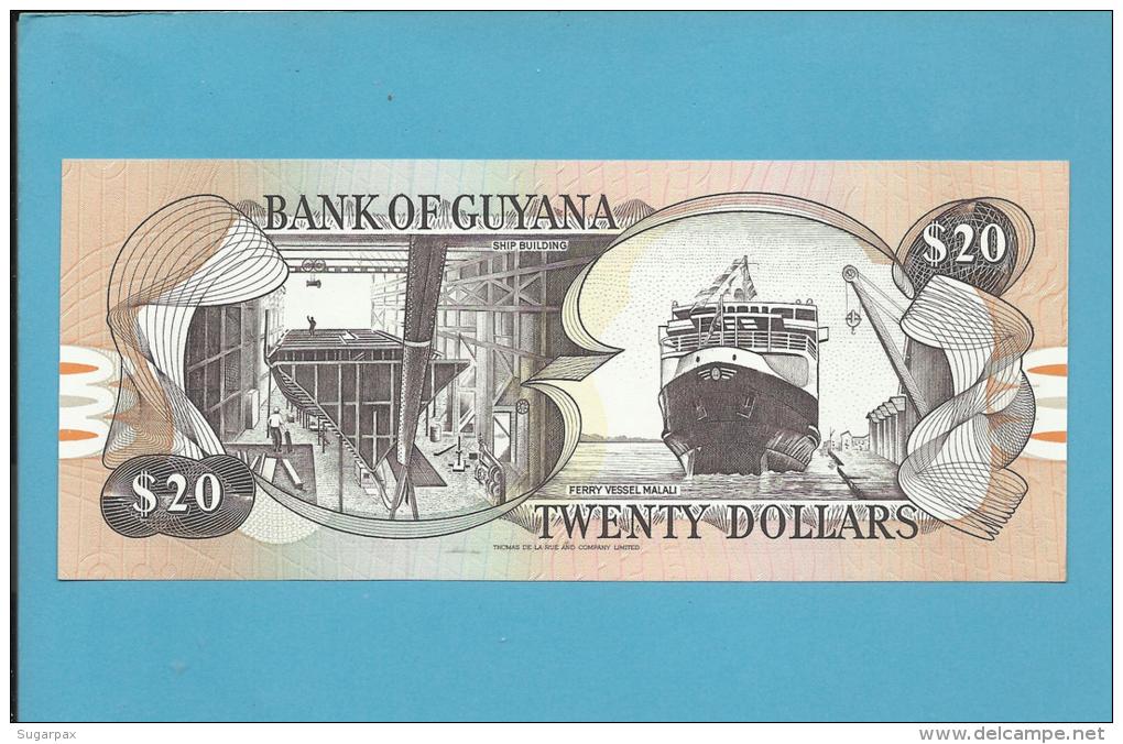 GUYANA - 20 DOLLARS - ND ( 1992 ) Sign. 9 - Pick 27 - UNC. - 2 Scans - Guyana