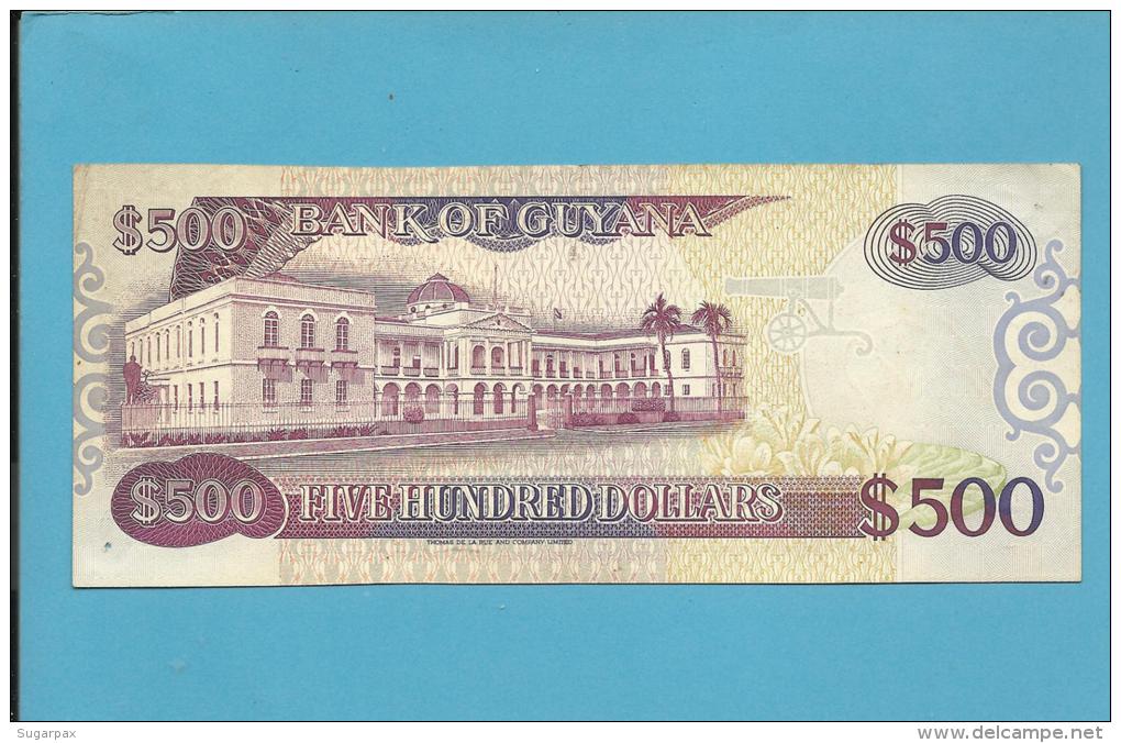 GUYANA - 500 DOLLARS - ND ( 1992 ) Sign. 10 - Pick 29.c - 2 Scans - Guyana