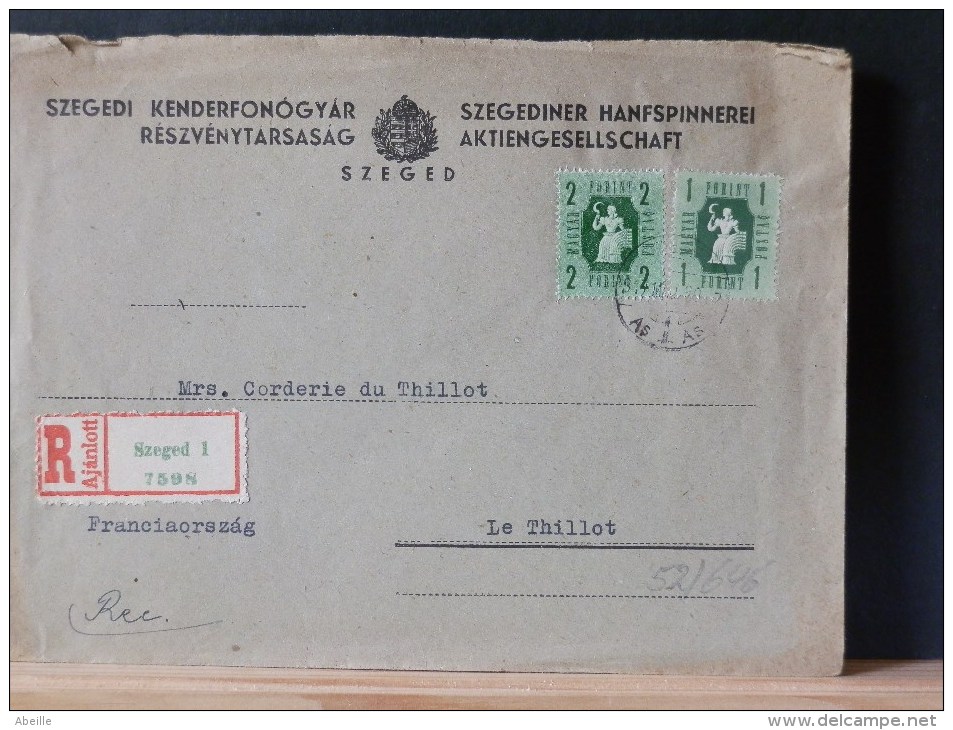 52/646   LETTRE  RECOMM    HONGRIE - Storia Postale