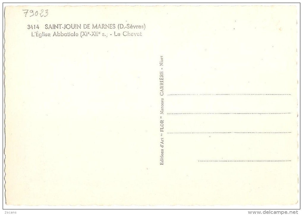 Dépt 79 - SAINT-JOUIN-DE-MARNES - L'Église Abbatiale (XIè-XIIè Siècle) - Le Chevet - (CPSM 10,4 X 15 Cm) - Saint Jouin De Marnes