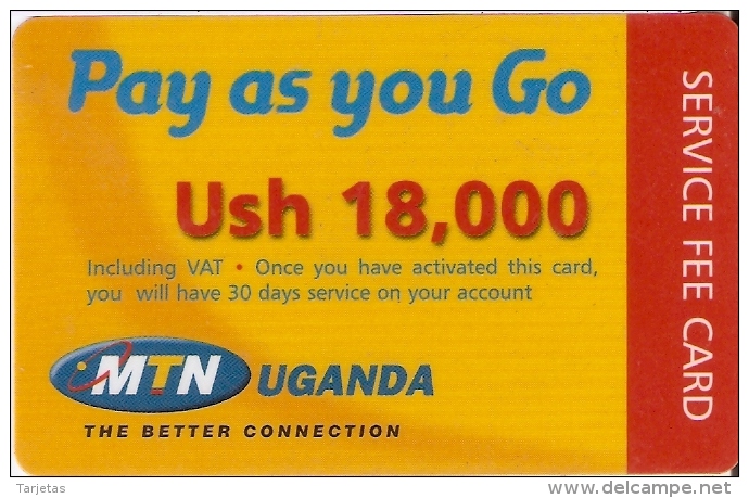 TARJETA DE UGANDA DE MTN DE USH 18000 (PAY AS YOU GO) - Oeganda