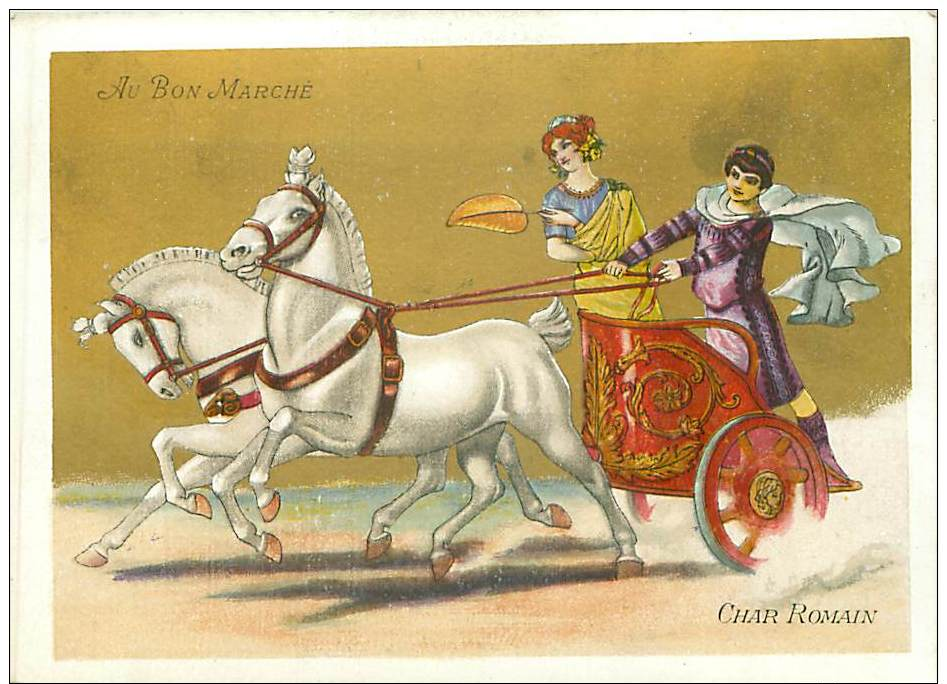 LOT DE 5 GRANDES CHROMOS DIFFERENTES AU BON MARCHE DILIGENCE CHAR CHAISE CHARIOT CARROSSE - Au Bon Marché