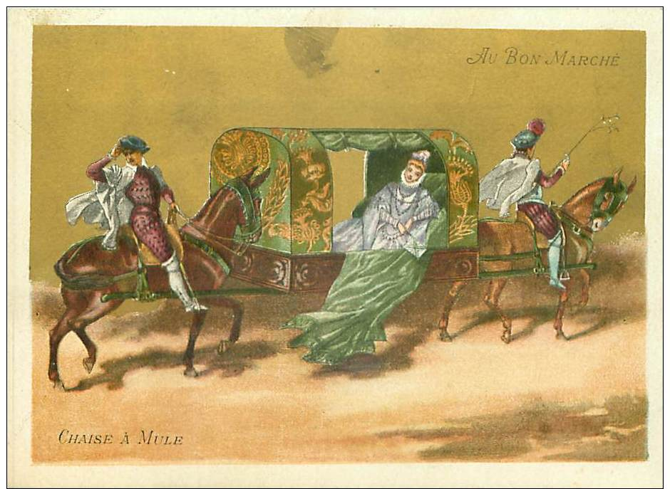 LOT DE 5 GRANDES CHROMOS DIFFERENTES AU BON MARCHE DILIGENCE CHAR CHAISE CHARIOT CARROSSE - Au Bon Marché