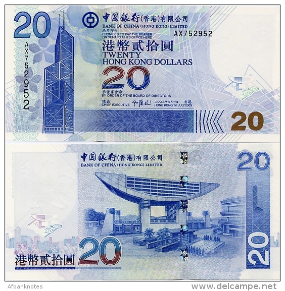 HONG KONG - BoC     20 Dollars     P-335a       1.7.2003         UNC - Hong Kong