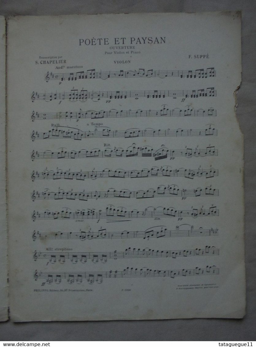 Ancien - Partition Violon & Piano - POETE Et PAYSAN Célèbre Ouverture Par F. SUPPE - Instrumento Di Tecla