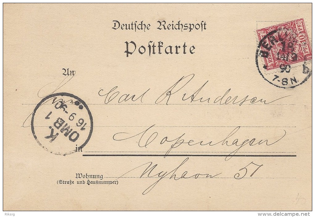 Postcard - Postkarte.  Sent To Denmark 1890.  S-1814 - Covers & Documents