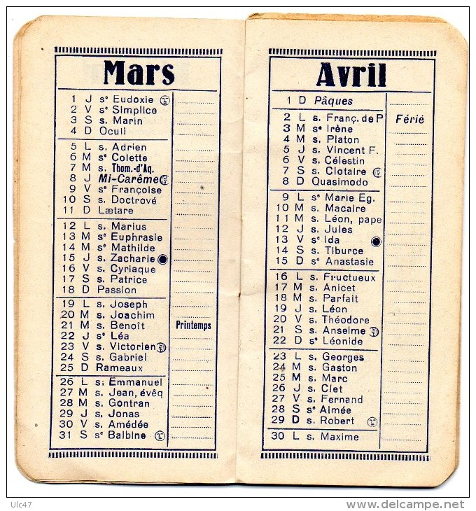 JE PORTE BONNHEUR - Petit Calendrier (10x4,5) Pour 1934 Offert Par Roger, Coiffeur , Nantes. - Voir Les Scan - - Petit Format : 1921-40