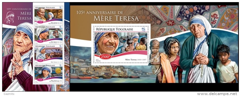 Togo 2015, Mother Teresa, 4val In BF +BF - Mère Teresa