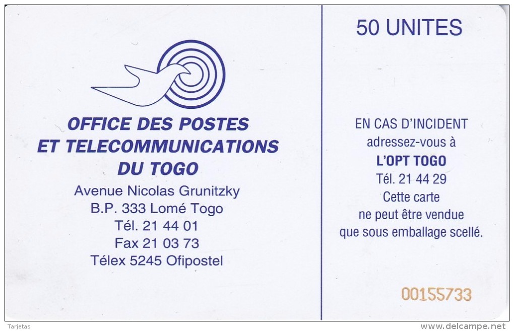 TARJETA DE TOGO DE 50 UNITES DE UNA ANTENA PARABOLICA PARA SATELITES (SATELLITE) - Togo