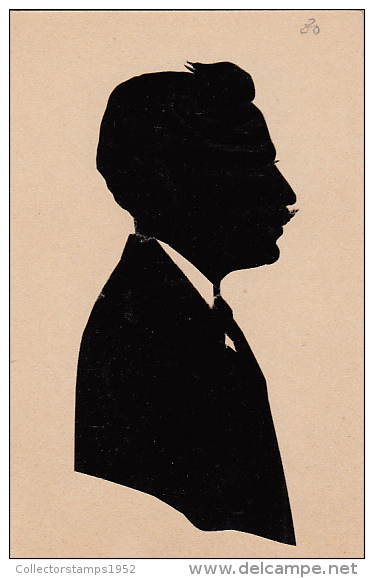 18922- SILHOUETTE, MOUSTACHE MAN TURNED RIGHT - Scherenschnitt - Silhouette