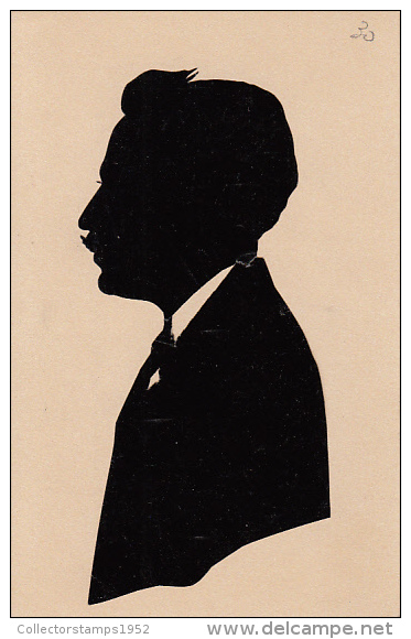 18923- SILHOUETTE, MOUSTACHE MAN TURNED LEFT - Scherenschnitt - Silhouette