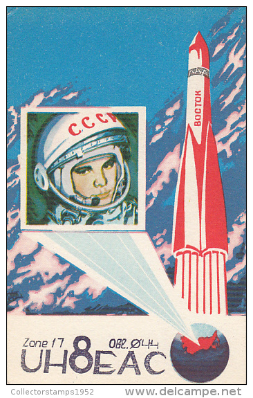 19067- SPACE, COSMOS, VOSTOK SPACE SHUTTLE, QSL CARD - Espace