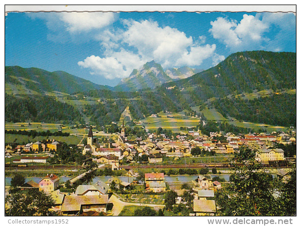 19197- BISCHOFSHOFEN- TOWN PANORAMA, BRIDGE, MOUNTAINS - Bischofshofen