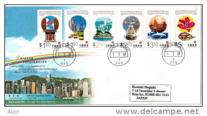 Hong-Kong Special Administrative Region. Premier Jour 1 July 1997, Lettre FDC Adressée Au Japon - FDC