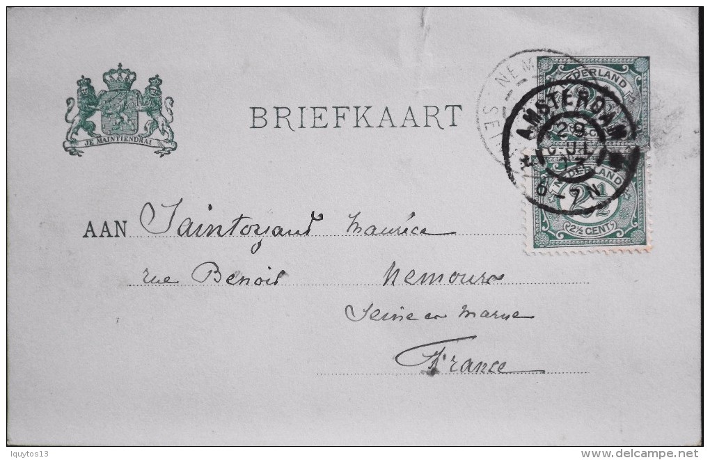 PAYS-BAS - Carte Postale - Briefkaart - Entier Postal  - Amsterdam Le 29.07.1903 - Postal Stationery