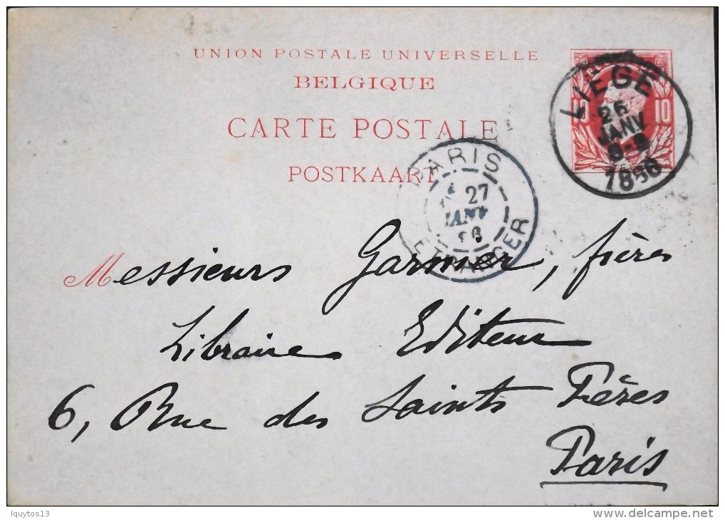 BELGIQUE - Carte Postale - Postkaart - Entier Postal  - Liége Le 26.01.1886 - Cartes Postales 1871-1909