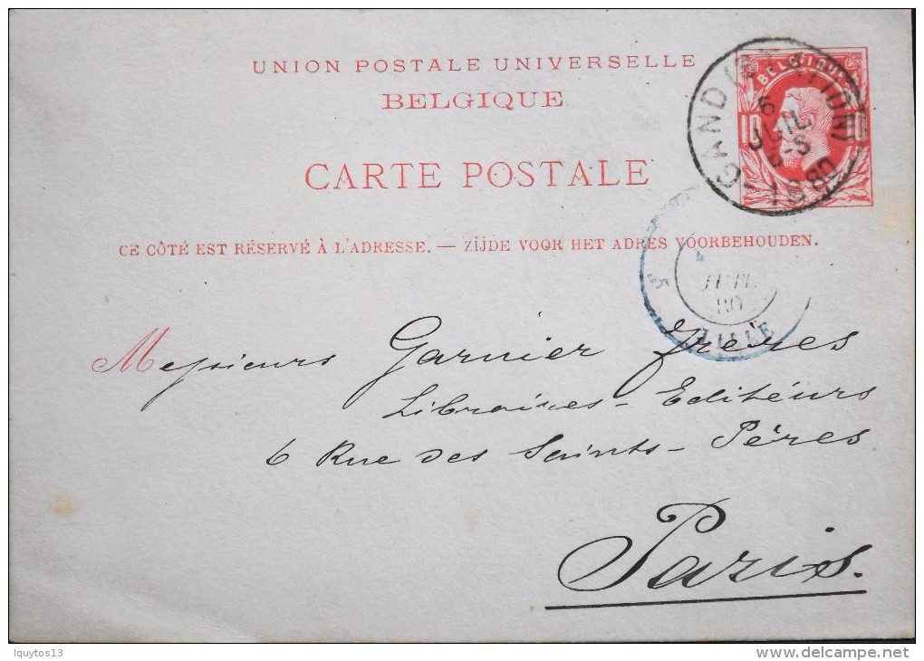 BELGIQUE - Carte Postale - Entier Postal  - Gand Le 07.07.1880 - Cartes Postales 1871-1909