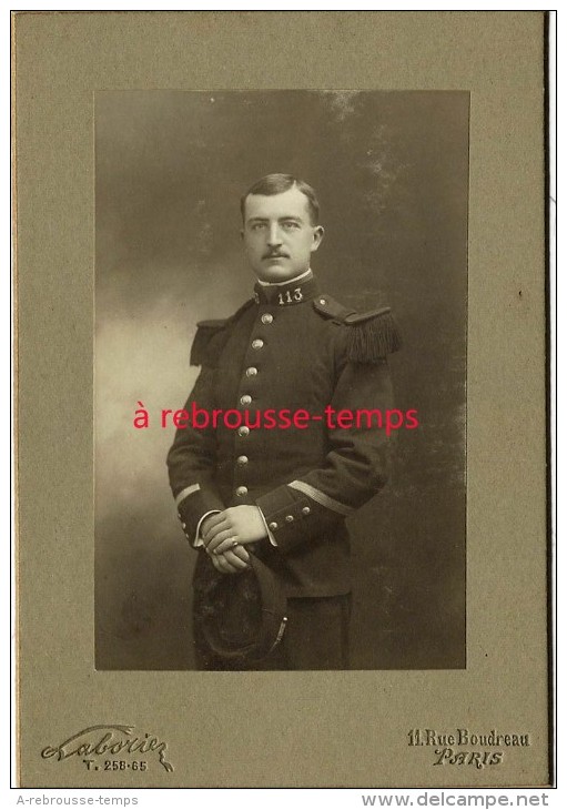 Photo Cartonnée-officier Du 113e Régiment Photo Laborie 11 Rue Boudreau à Paris-bel état - Guerre, Militaire