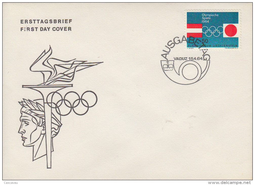 Enveloppe  FDC   1er  Jour   LIECHTENSTEIN   Jeux  Olympiques    1964 - Hiver 1964: Innsbruck