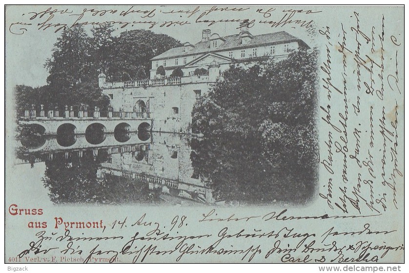 AK Gruss Aus Pyrmont Schloss Gelaufen 14.8.1898 Gel. In Schweiz Nachporto Ansehen !!!!!!!!!!! - Bad Pyrmont