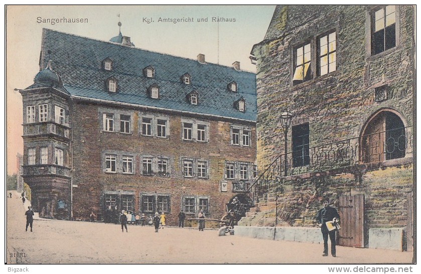 AK Sangerhausen Kgl. Amtsgericht Und Rathaus Color Gelaufen 1.7.12 - Sangerhausen