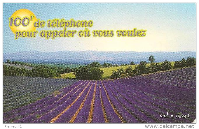 CODCARTE-FRANCE TELECOM-100FFCHAMPS De LAVANDE-V° N°  COLLES- GRATTE--TBE LUXE- - Tickets FT