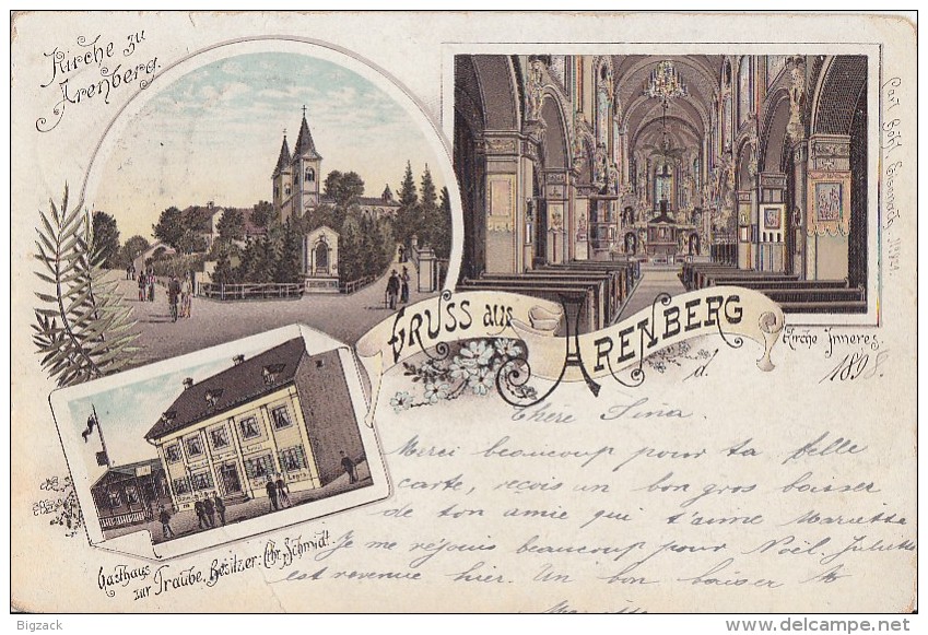 Litho Gruss Aus Arenberg Gelaufen 22.12.1898 - Sonstige & Ohne Zuordnung