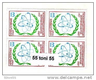 Bulgaria / Bulgarie 1987 Atomic Energy Agency 1v.- MNH   Block Of Four - Fisica