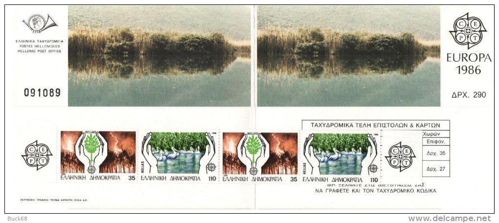 GRECE Carnet C1611A ** MNH EUROPA 1986 Arbre Main Pélican Protection Nature (CV 32 €) - Carnets