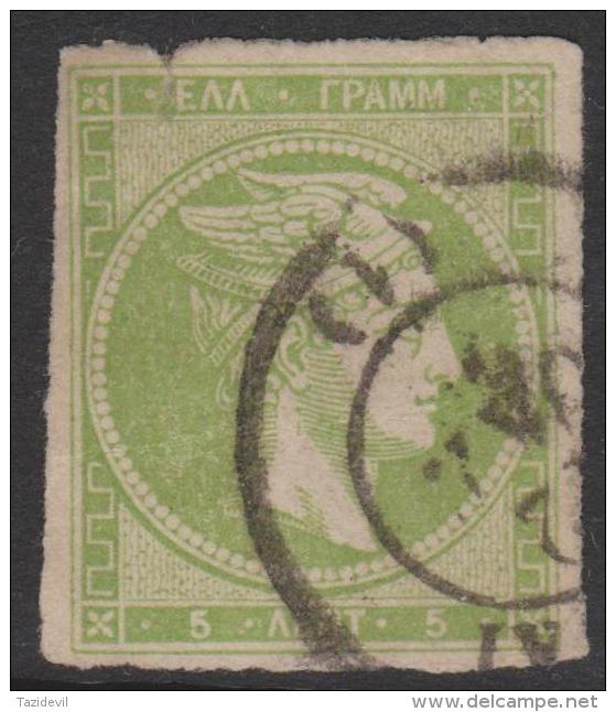 GREECE - 1862 5 L Hermes. Scott 18. Used. Tiny Tear At Top - Used Stamps
