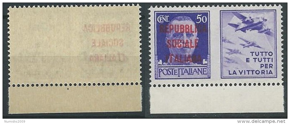 1944 RSI PROPAGANDA GUERRA 50 CENT VARIETà DECALCO MNH ** - W175-6 - War Propaganda