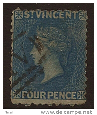ST VINCENT 1862 4d Deep Blue P11 QV SG 6 WS13 - St.Vincent (...-1979)