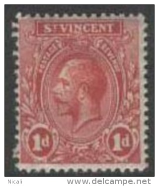 ST VINCENT 1921 1d Red KGV SG 132 HM DV233 - St.Vincent (...-1979)