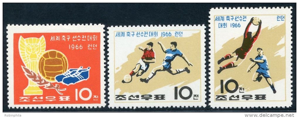 Korea 1966, SC #706-08, London World Cup, Football - 1966 – Angleterre