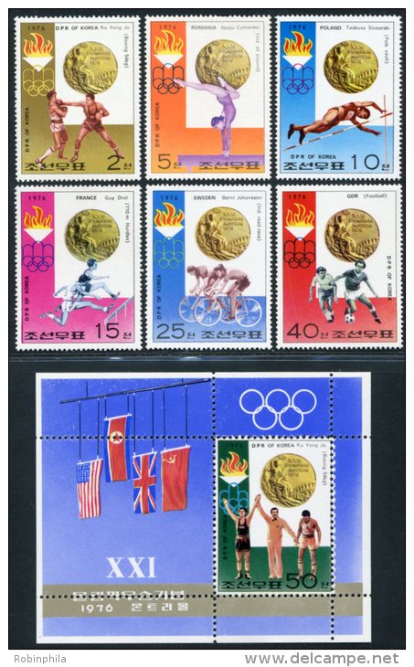 Korea 1976, SC #1491-97, 6V+S/S, 21st Olympic Games - Summer 1976: Montreal