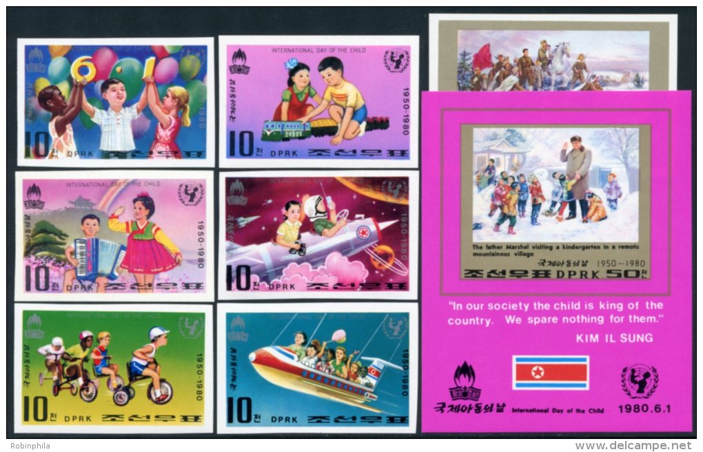 Korea 1980, SC #1906-13, Imperf 7V+S/S, International Year Of The Child - Other & Unclassified