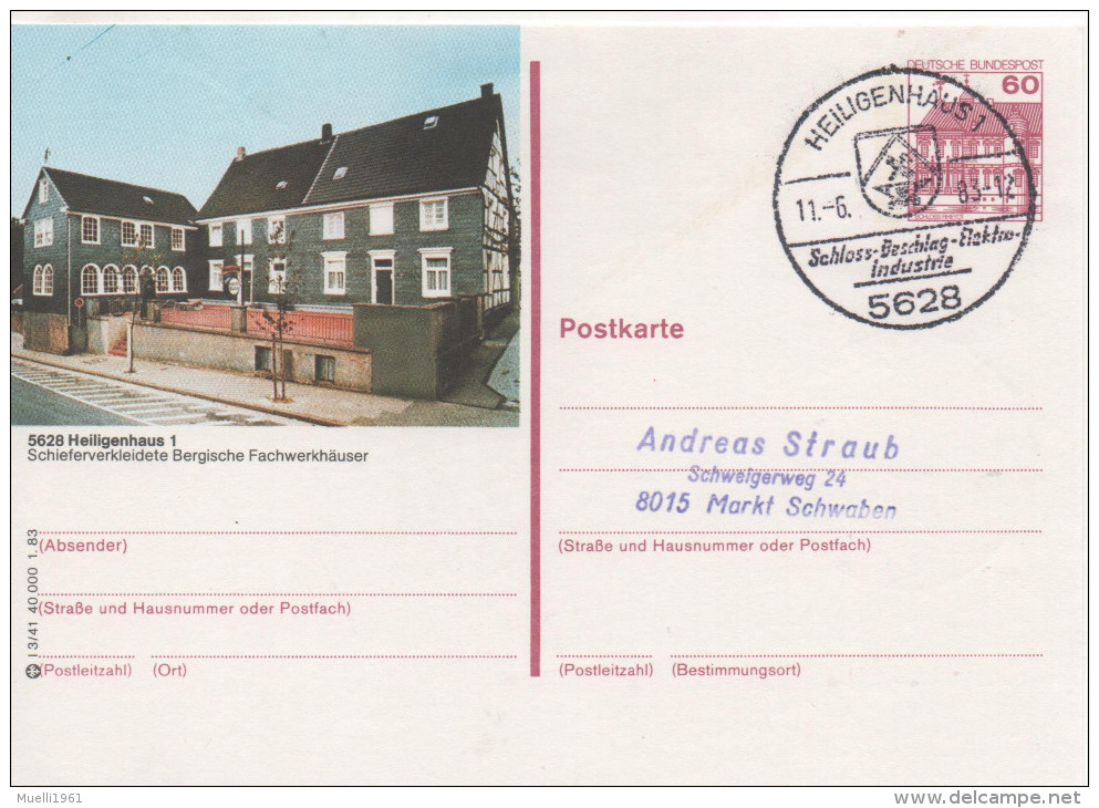 Nr. 3518, Ganzsache Deutsche Bundespost,  Heiligenhaus 1 - Cartes Postales Illustrées - Oblitérées