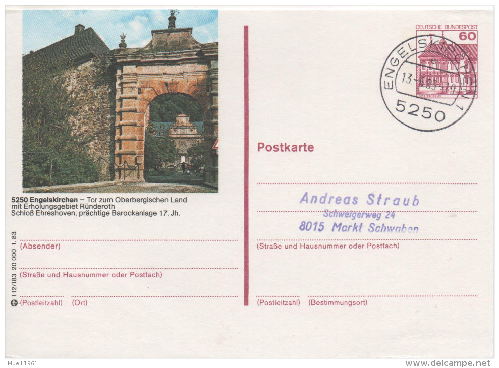 Nr. 3525, Ganzsache Deutsche Bundespost,  Engelskirchen - Illustrated Postcards - Used