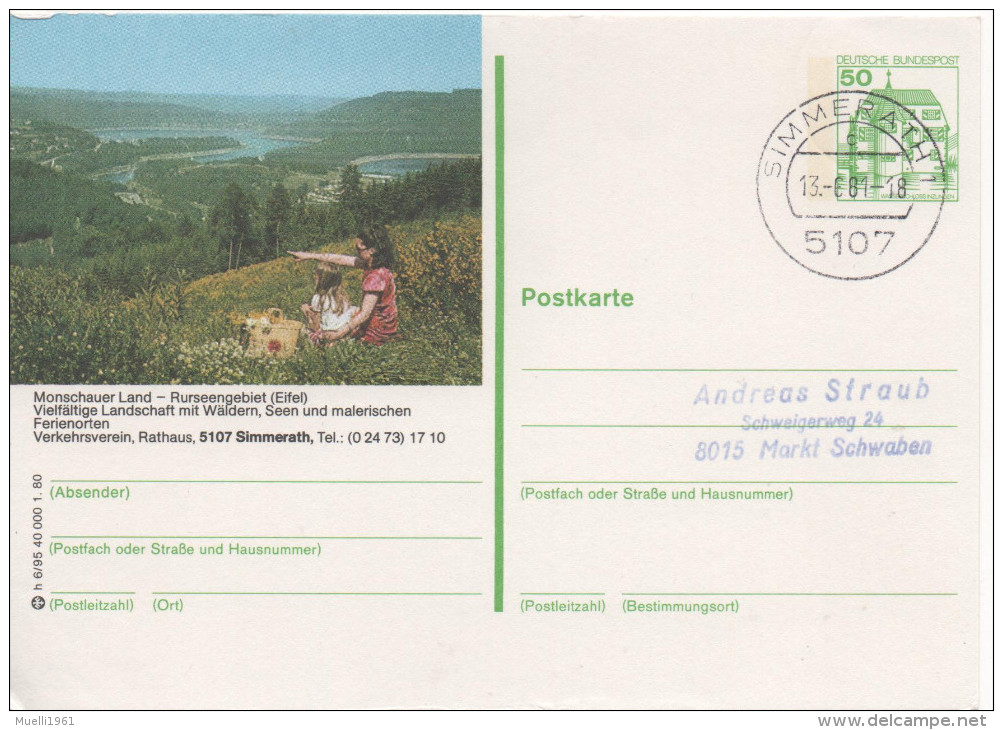 Nr. 2894, Ganzsache Deutsche Bundespost,  Simmerath - Illustrated Postcards - Used