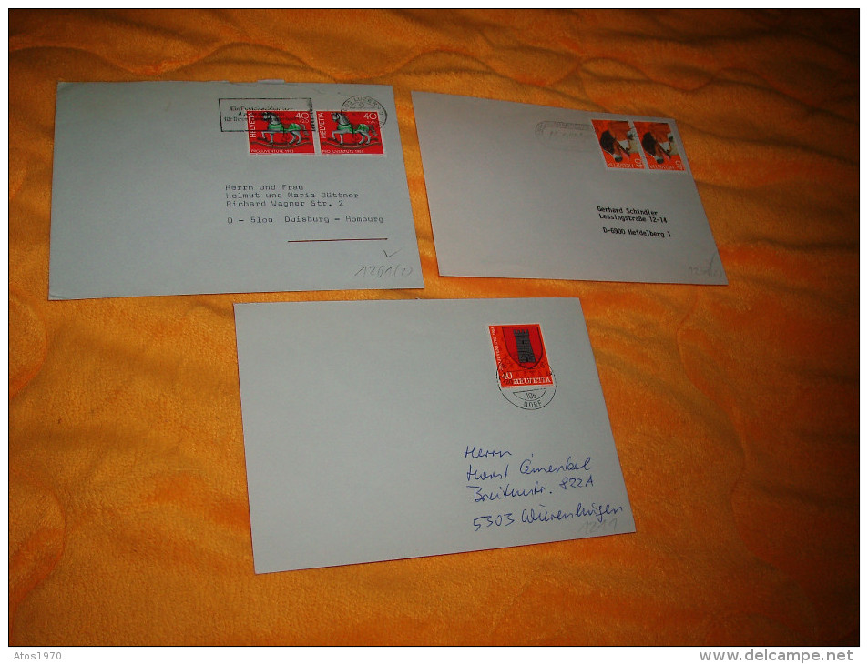 LOT DE 3 ENVELOPPES UNIQUEMENT DES ANNEES 1980 A ETUDIER / SUISSE / CACHETS + TIMBRES DONT PRO JUVENTUTE. - Marcophilie