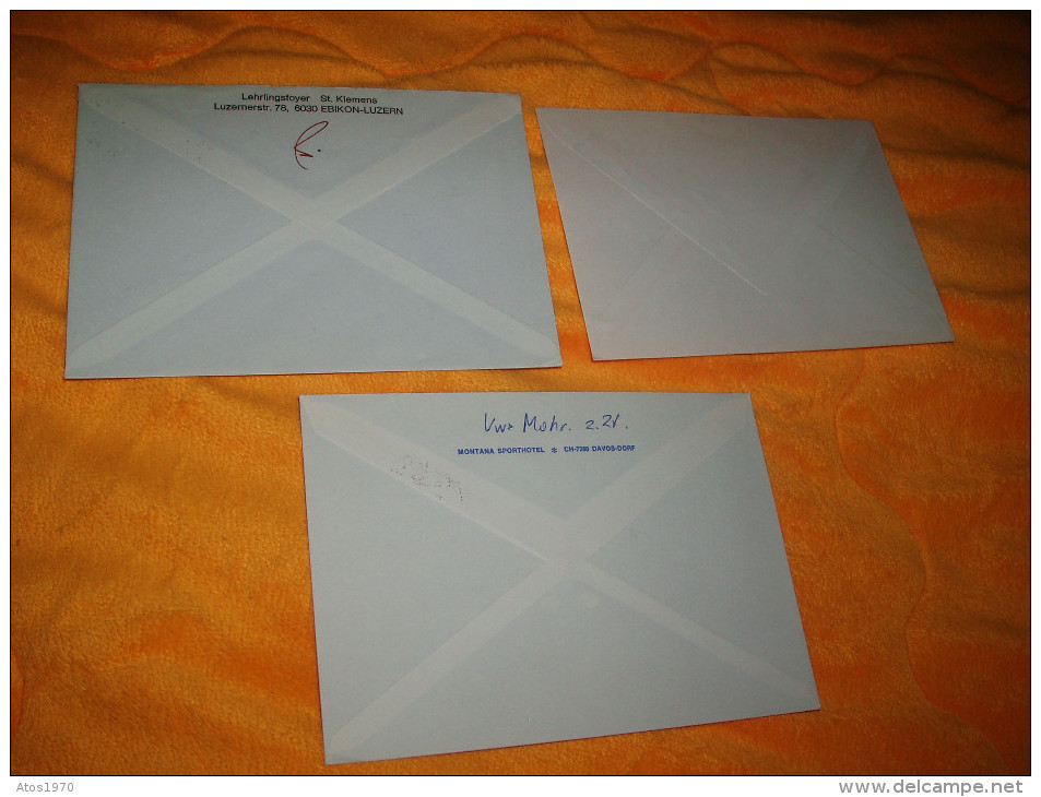 LOT DE 3 ENVELOPPES UNIQUEMENT DES ANNEES 1980 A ETUDIER / SUISSE / CACHETS + TIMBRES DONT PRO JUVENTUTE. - Marcophilie