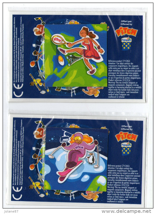 MAGNETS   BRIOCHE PASQUIER      PITCH       LA JOUEUSE DE TENNIS     LA SKIEUSE - Characters