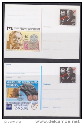 Germany 1998 Ludwig Erhard 2 Diff.  Postal Stationery Unused (21741) - Geïllustreerde Postkaarten - Ongebruikt