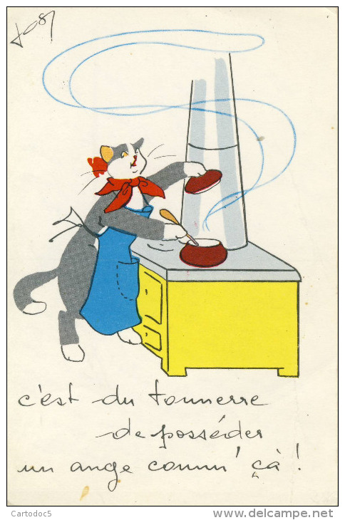 Chats Fantaisie C'est Du Tonnerre De Posséder Un Ange Comm'ça  Illustrateur Josy  Cpsm Format Cpa - Katten