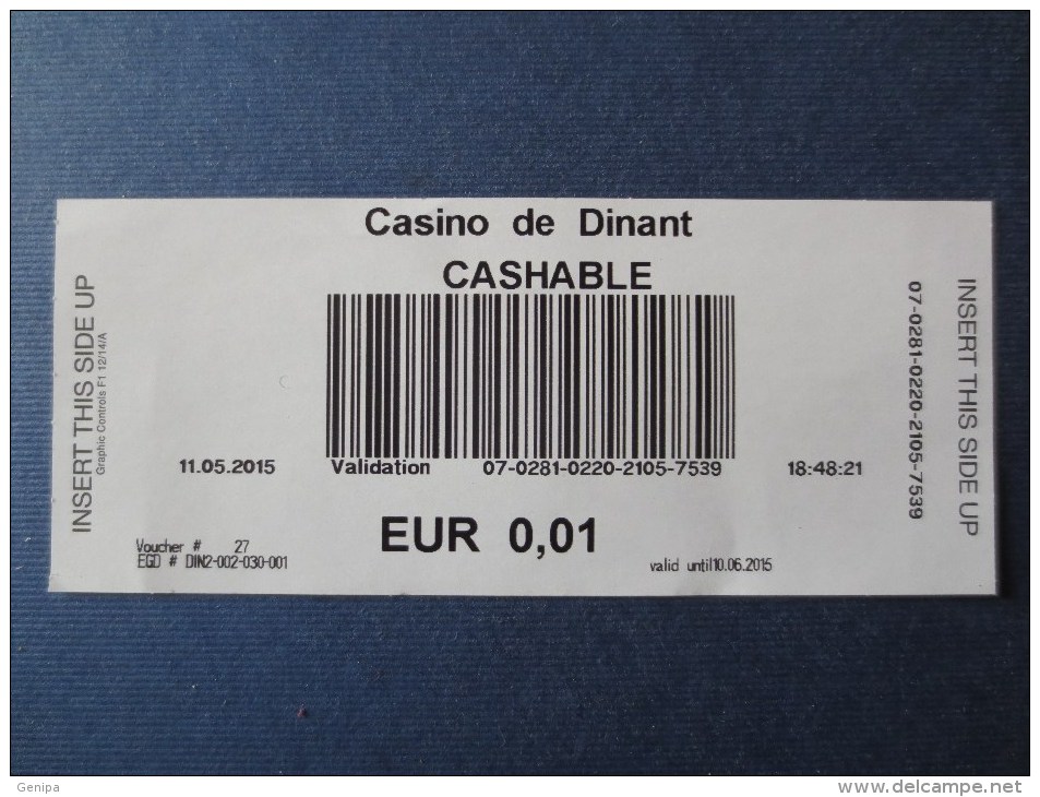 Ticket Machine à Sous - CASINO DE DINANT INFINITI (Scans) - Casino