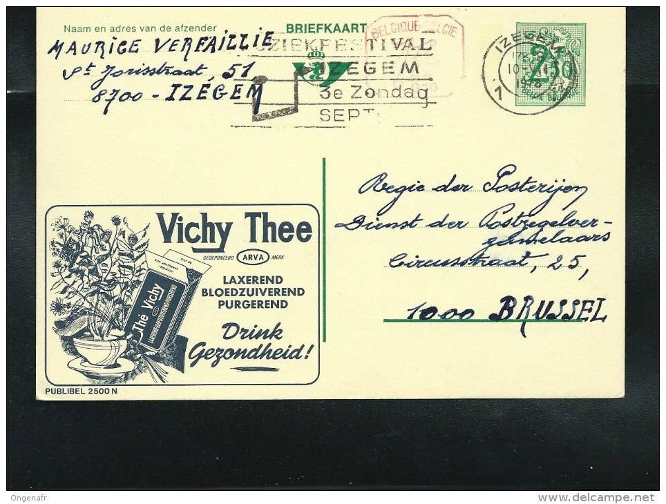 Publibel Obl. N° 2500 + P 010 ( Thé VICHY)obl: Izegem 1973 + Fl: Festival De Musique - Publibels